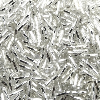 (Latviski) pērlītes trubiņas 7mm vītas Crystal silver lined (25g) Ķīna