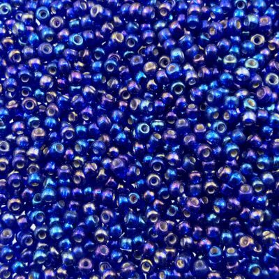 seed beads N10 dark Sapphire silver lined Rainbow (25g) Czech - j1731