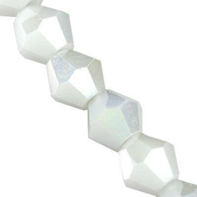 glass MC beads Rondelle 6mm (10pcs) Solid White AB CrystaLine™ - f14780