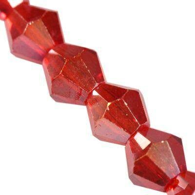 glass MC beads Rondelle 6mm (10pcs) Red AB CrystaLine™ - f14784