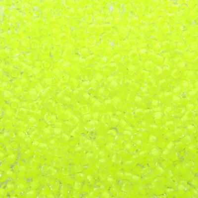 seed beads N10 crystal Neon Yellow lined  (25g) Czech - j1709