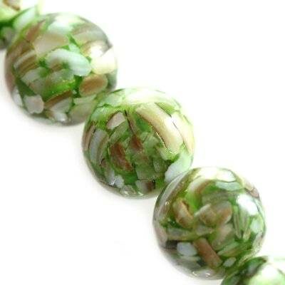 bead round 10mm mother of pearl green - f5507