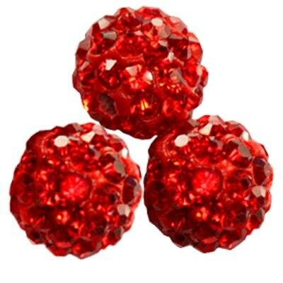 bead round 10mm caramballa rhinestones red - f10708