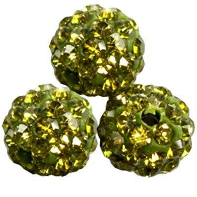 bead round 10mm caramballa rhinestones green - f10715