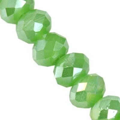 (Latviski) pērle apaļa plakana slīpēta 4x6mm rondelle zaļa AB (20gab) CrystaLine™