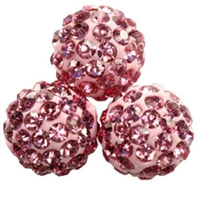 bead round 10mm caramballa rhinestones pink - f10720