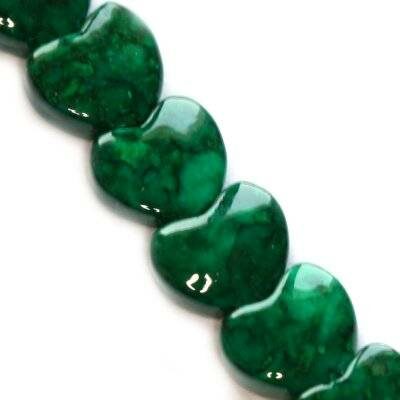 (Latviski) pērle sirds 6mm Marmora zaļa