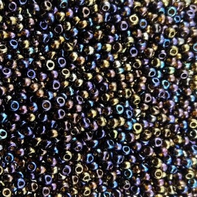 seed beads N10 Dark Topaz rainbow (25g) Czech - j1756
