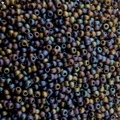 seed beads N10 Dark Topaz rainbow matt (25g) Czech - j1784