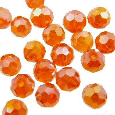 bead round faceted 6mm (20pcs) Fire Opal AB - k1425