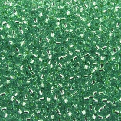 seed beads N10 Green dyed silver lined (25g) Czech - j1822