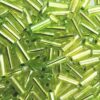 bugles 7mm Green dyed silver lined (25g) Czech - j1825