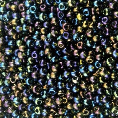 seed beads N10 Dark Green Rainbow (25g) Czech - j1860