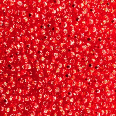seed beads N11 light Siam Ruby silver lined (25g) Czech - j1880
