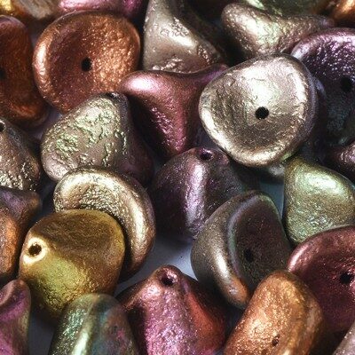 (Latviski) pērle Eņģeļtaure 12x10mm Etched Purple Iris Gold