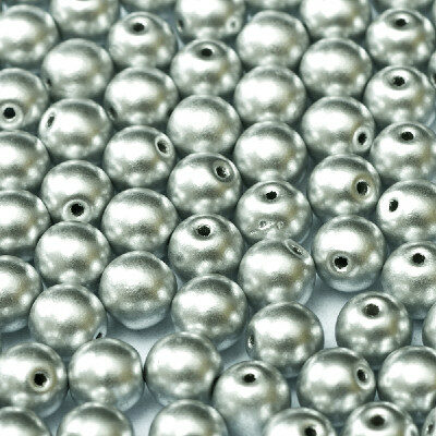 (Latviski) pērle apaļa 4mm (50gab) Aluminium Silver