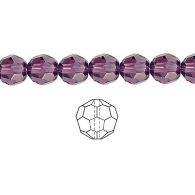 bead round faceted 6mm (20pcs) Amethyst Crystal - k1488