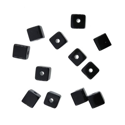 bead cube 4mm Black Onyx Obsidian (12pcs) - k1524