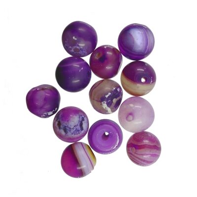 (Latviski) pērle apaļa 8mm matte Purple Stripe Agate (12gab)