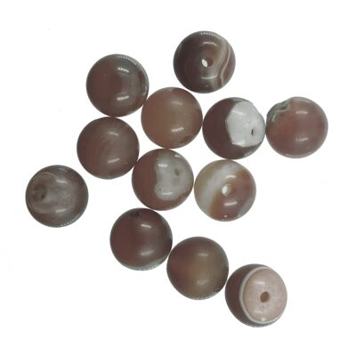 (Latviski) pērle apaļa 8mm matte Brown Stripe Agate (12gab)