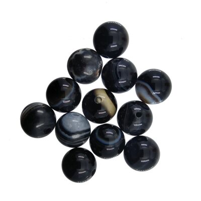 bead round 8mm Black Stripe Agate (12pcs) - k1588