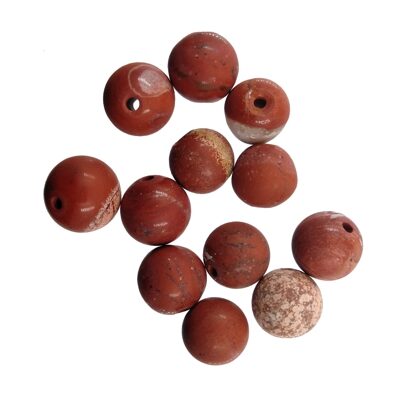 (Latviski) pērle apaļa 8mm matte Red Jasper (12gab)