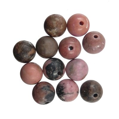 (Latviski) pērle apaļa 8mm matte Rhodonite with Matrix (12gab)
