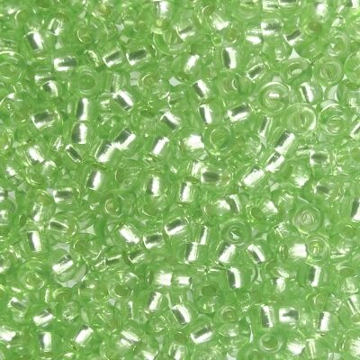 seed beads N9 Crystal Green 2 dyed silver lined (25g) Czech - j1903