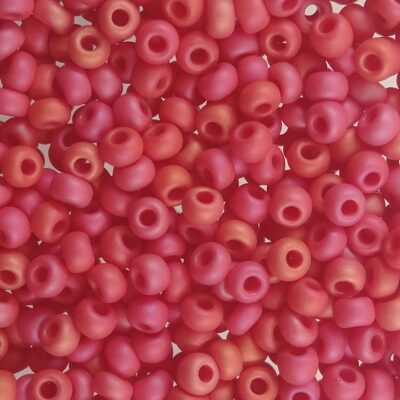 seed beads N8 Coral Red Rainbow (25g) Czech - j1910