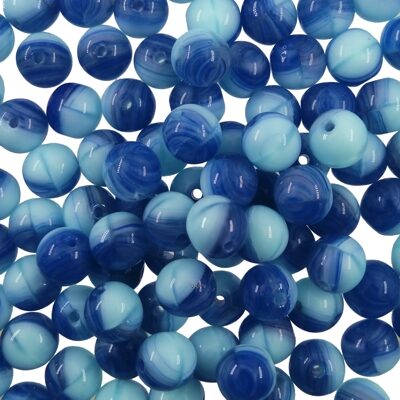 (Latviski) pērle apaļa 6mm (24gab) zila/t.zila