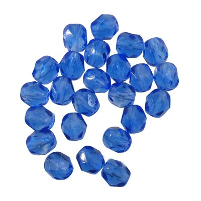 (Latviski) pērle ugunsslīpēta 6mm (24gab) zila caursp. "Sapphire"