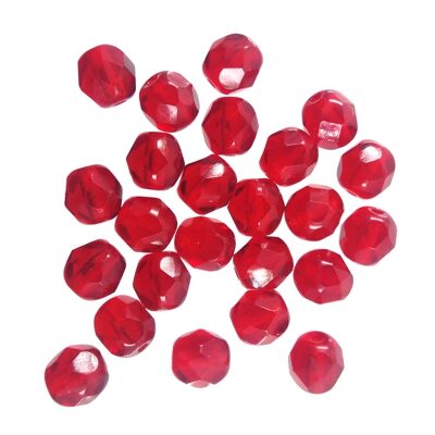 (Latviski) pērle ugunsslīpēta 6mm (24gab) t.sarkana caurspīdīga "Siam Ruby"