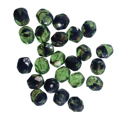 (Latviski) pērle ugunsslīpēta 6mm (24gab) zaļa/melna