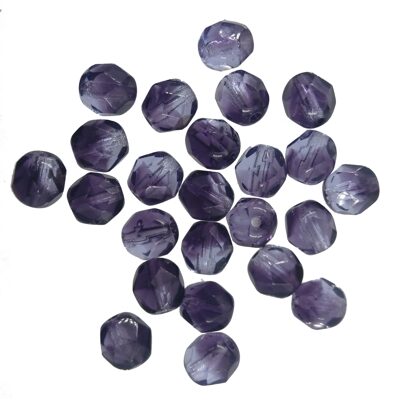 (Latviski) pērle ugunsslīpēta 6mm (24gab) kristāla/violeta