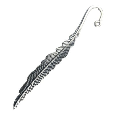 feather pendant 85x14mm antique silver color - k1612