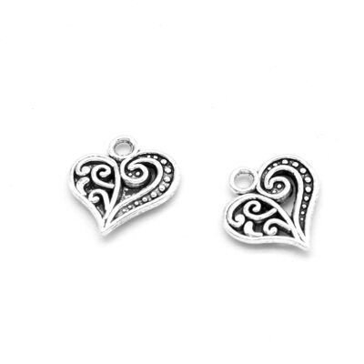 pendant heart 11mm old silver color - k1624
