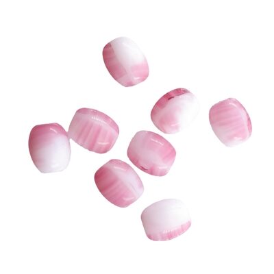 (Latviski) pērle ovāla 7x5mm (12gab) t.rozā/balta