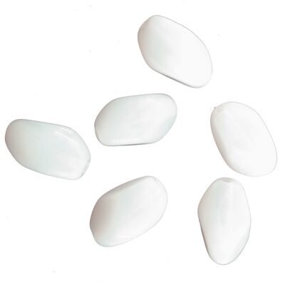 (Latviski) pērle ovāla 11x7mm (6gab) balta opāla