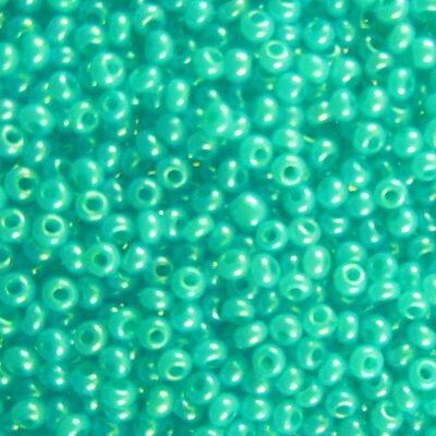seed beads N10 Green Ceylon (25g) Czech - j1938