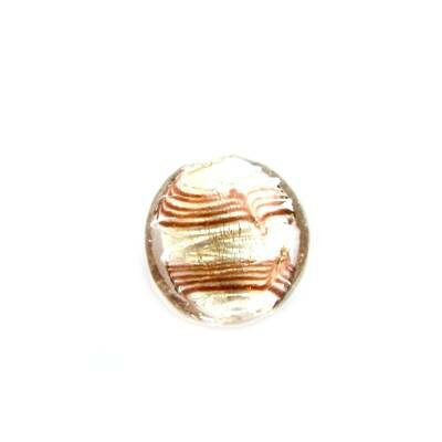 bead flat round 18mm silver with stripes (India) - b030