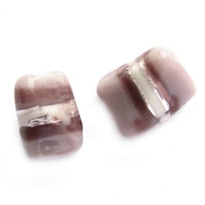 -40% bead irregular 15mm grayish violet with silver (India) - b158