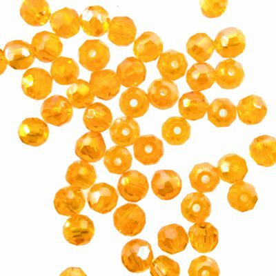 bead round faceted 4mm (50pcs) Fire opal AB - k1658