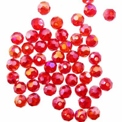 bead round faceted 4mm (50pcs) Red AB - k1660