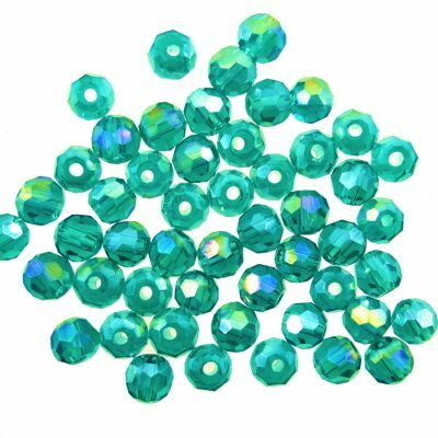 bead round faceted 4mm (50pcs) teal AB - k1662