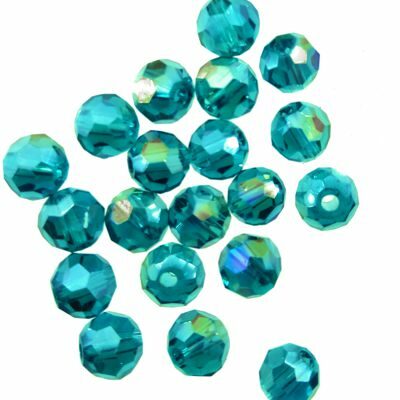 bead round faceted 6mm (20pcs) teal AB - k1663