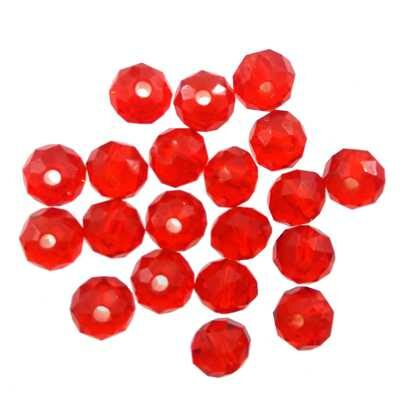 bead flat round faceted 4.5x6mm (20pcs) red - k1669