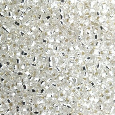 seed beads N11 Crystal silver lined (25g) Czech - j324