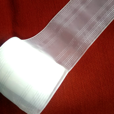 organza ribbon 65mm white with silver (1m) - lente39