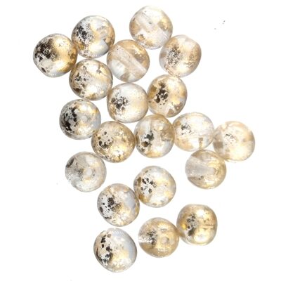 (Latviski) pērle apaļa 6mm (20gab) Crystal Gold spots