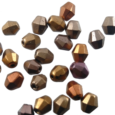 bead firepolished /Sun Shape 5mm Metallic Amethyst Gold Iris Matt (24pcs) Czech - c211